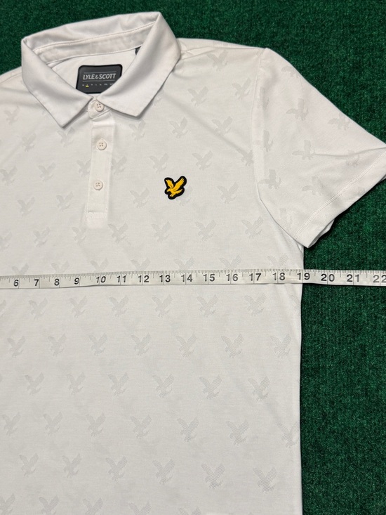 Lyle & Scott Tops - Lyle & Scott White All Over Print Eagle Polo with Yellow Eagle Logo (Size Small)